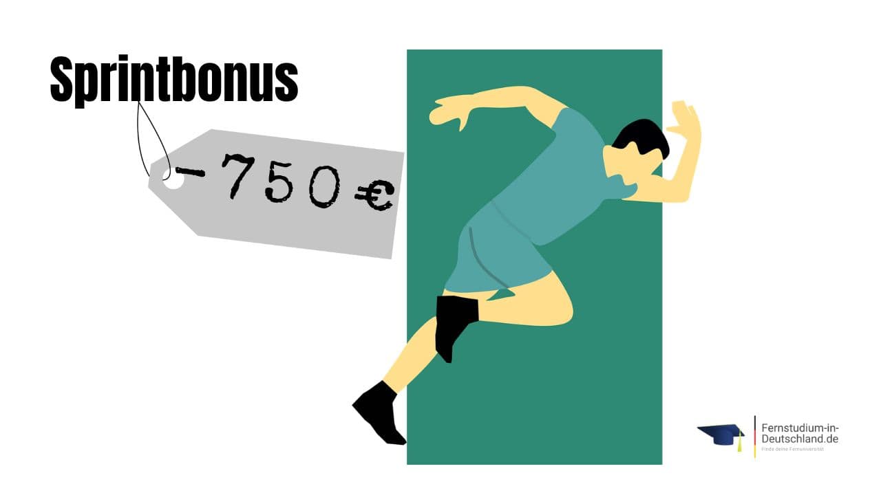 Illustration von einem Sprinter der 750 Euro Rabatt an der AKAD bekommt